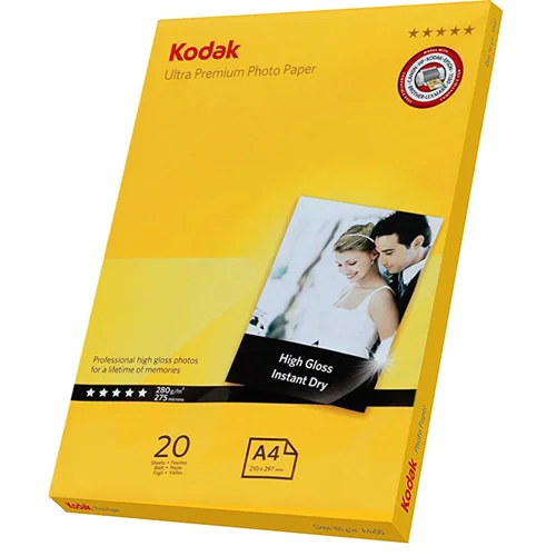 کاغذ فتوگلاسه Kodak براق 280 گرمی A4 بسته 20 برگی