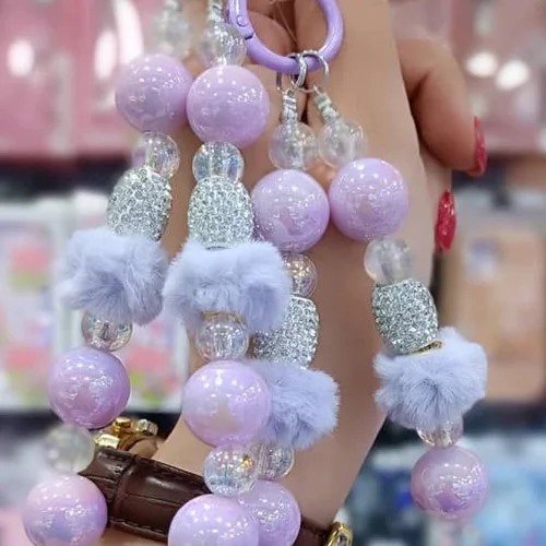 بند آویز مروارید بنفش خزدار