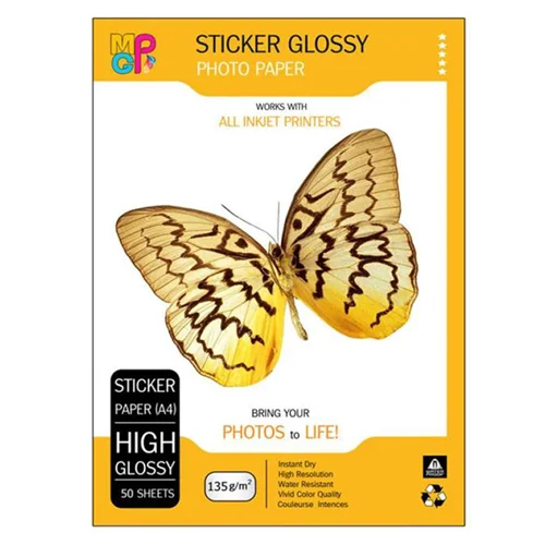 کاغذ فتوگلاسه چسبدار 135 گرم A4 بسته 50 برگی MGP Sticker