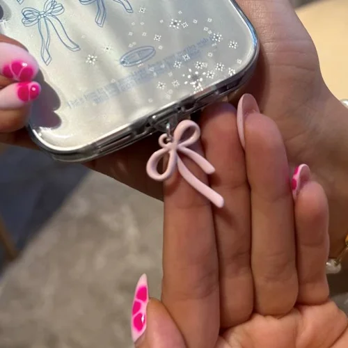 محافظ سوکت شارژ گوشی مدل پاپیون صورتی