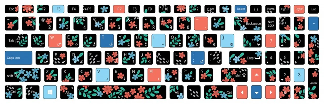 استیکر کیبورد طرح گل