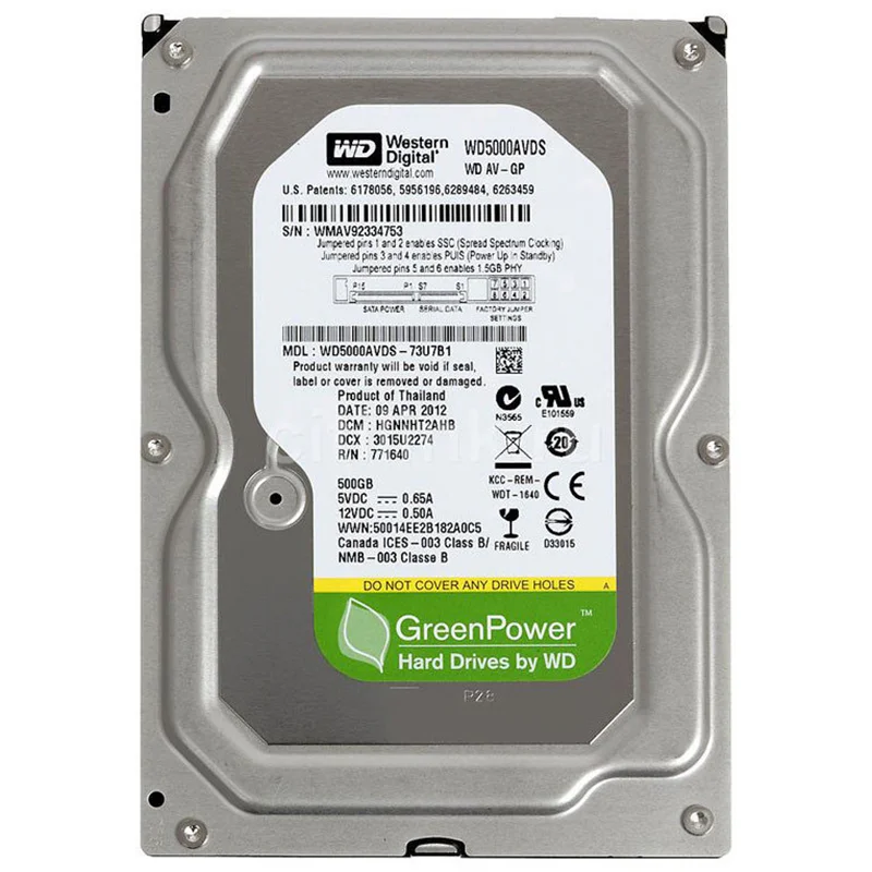 هارد اینترنال 500 گیگ وسترن دیجیتال مدل WD-AV-GP WD5000AVDS