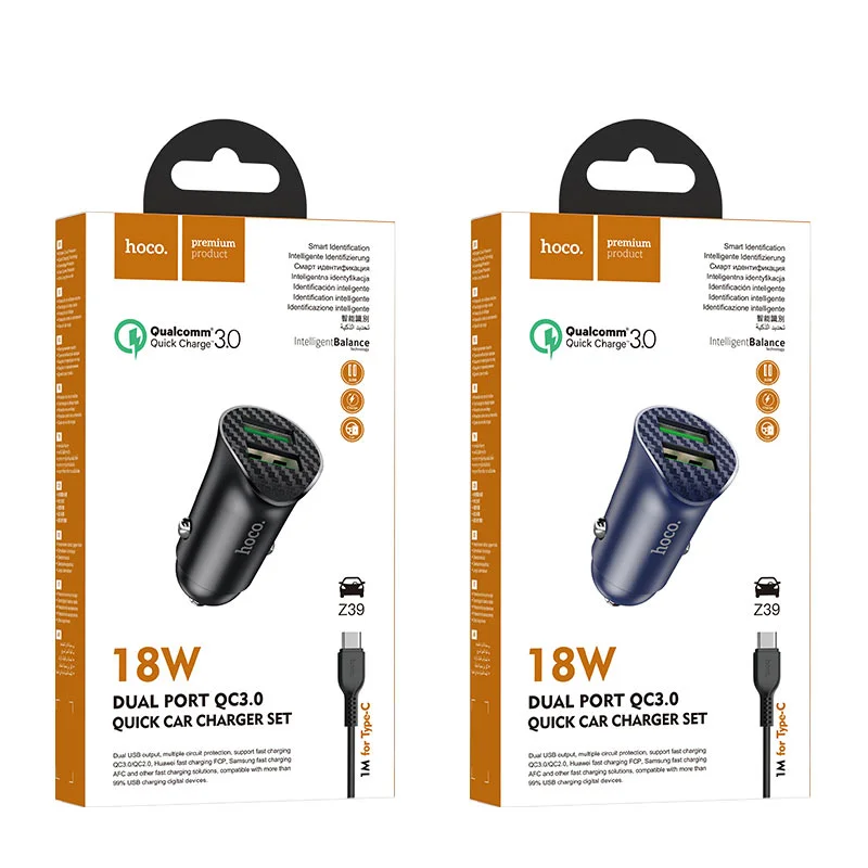 شارژر فندکی با کابل تایپ سی هوکو | hoco مدل Z39