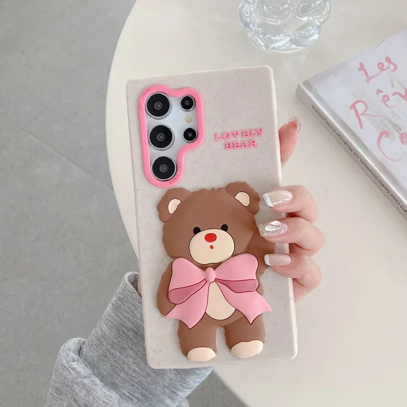 قاب سیلیکونی خرس پاپیون صورتی سامسونگ ، شیاِئومی